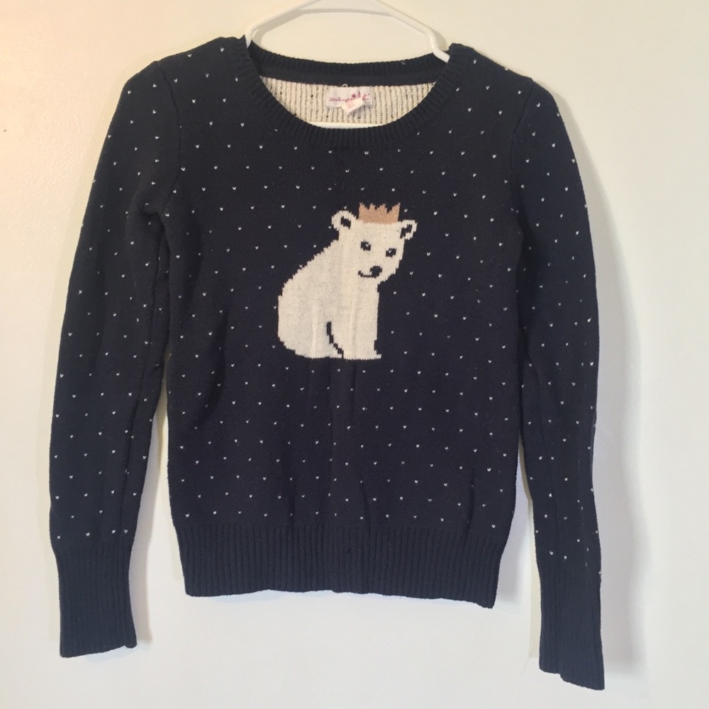 Polar Bear Navy Blue Polka Dot Christmas Sweater ❤️💚